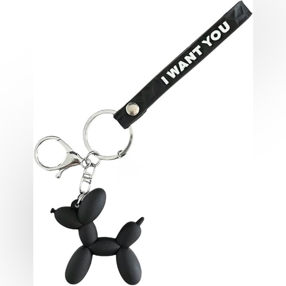 Black Balloon Dog Keychain